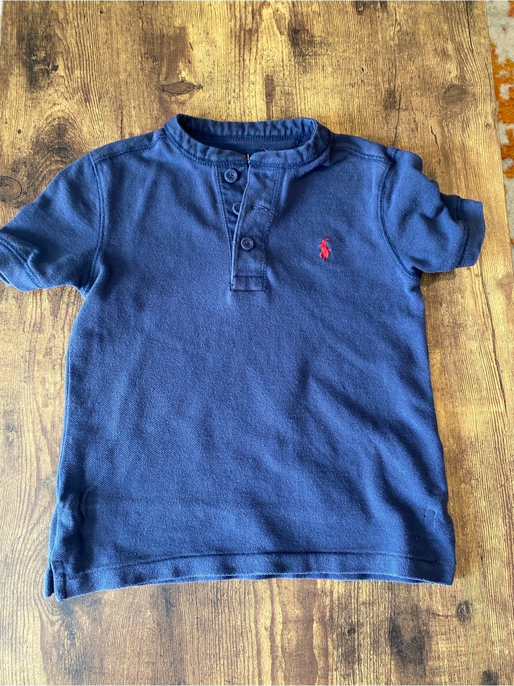 Polo by Ralph Lauren Navy Short-Sleeve Henley with Red Logo